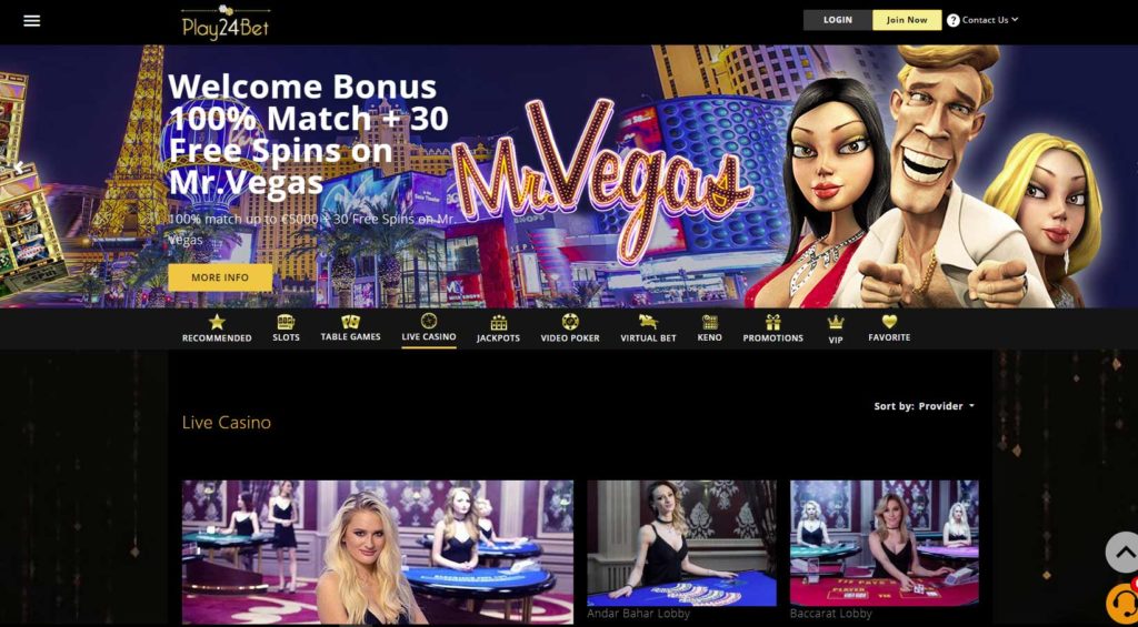 Register and play Baccarat with live dealers