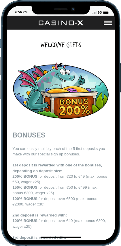 Casino X welcome bonus