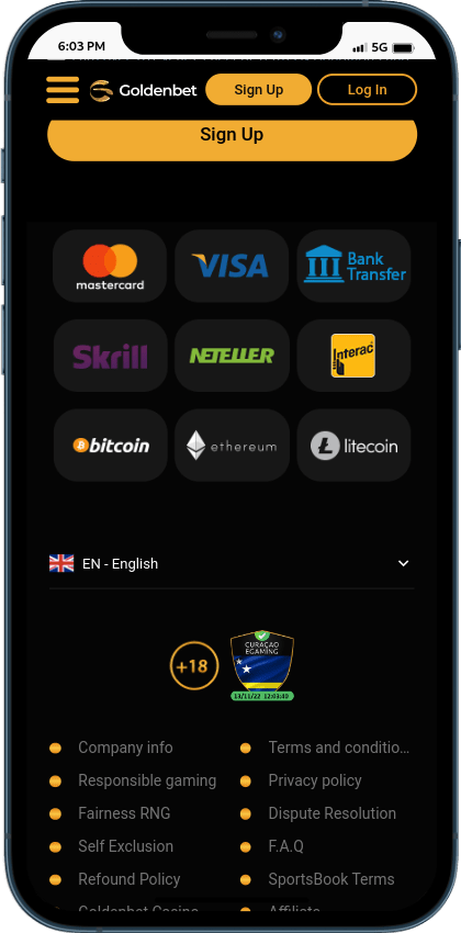 Goldenbet accepted payment methods