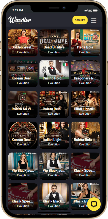Winstler live casino games and table games
