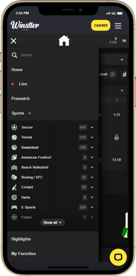 Winstler sports betting , bookmaker, betting options