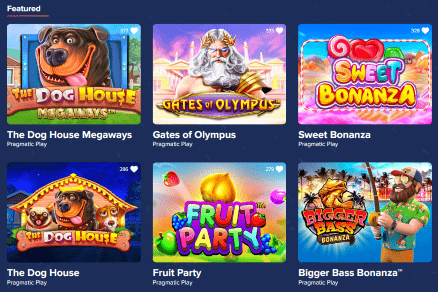 Interface des machines à sous du Celsius Casino montrant une sélection de jeux populaires