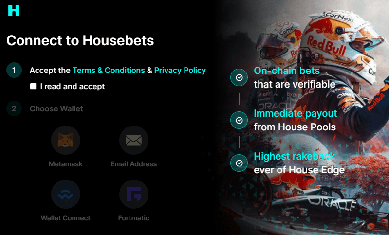 Housebets steps to create a new account