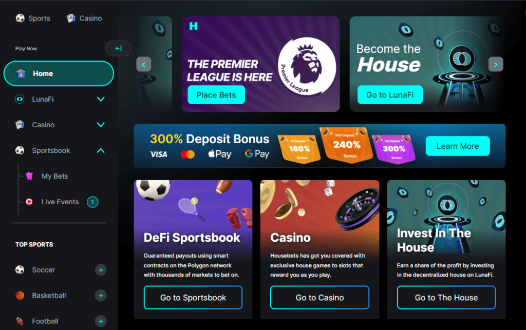 Housebets io main page