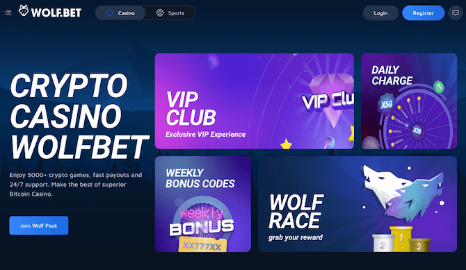 Wolfbet sports beting and online casino site